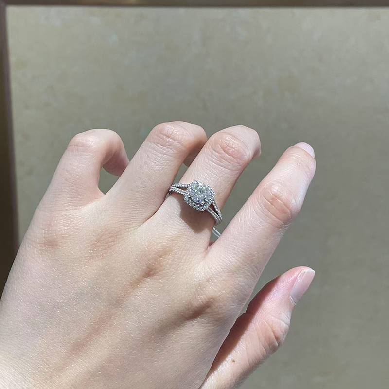 New Luxury Square Bag Women's Ring S925 Silver Plated Platinum Customized Selection Main Stone Moissanite Diamond 1.0ct/Secondary Stone High Carbon Diamond
